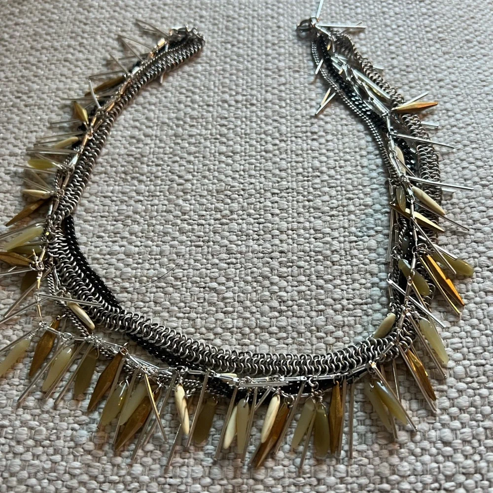 Stella & Dot Freya Fringe necklace  multi strand Mixed Metals - Picture 2 of 10